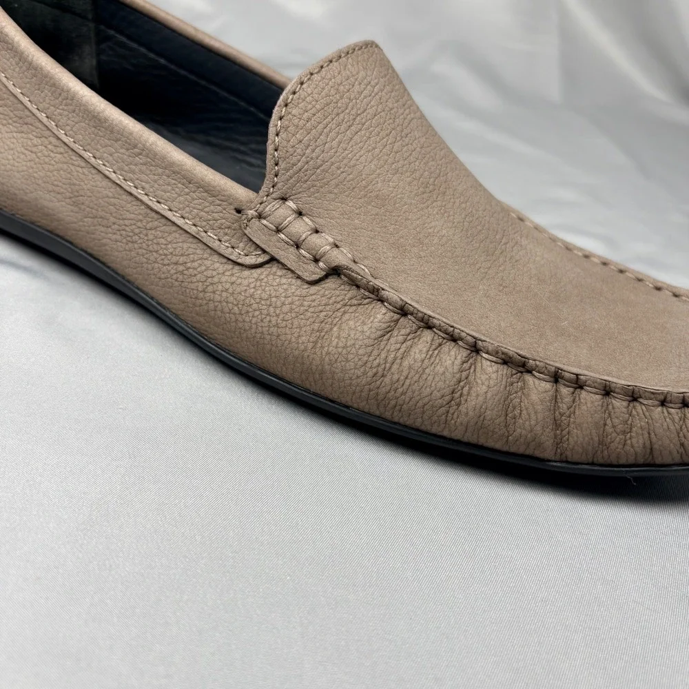 Marc Joseph New York Mens Leather Loafers Taupe Tan Brazil Moccasins Size 10